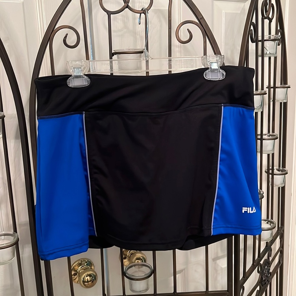 Black skort with blue panels
